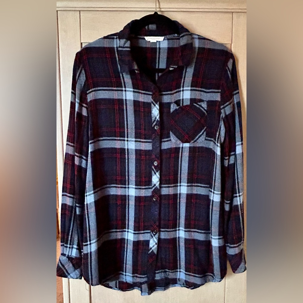 Beach Lunch Lounge Plaid Shirt Size Medium